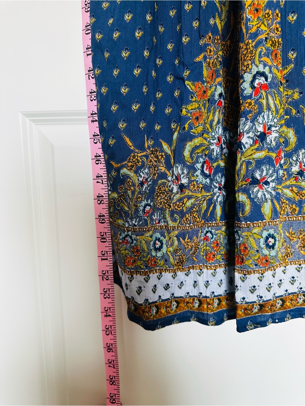 Angie Navy Paisley Border Print Maxi Dress | Boho Festival Cottagecore - Picture 4 of 6